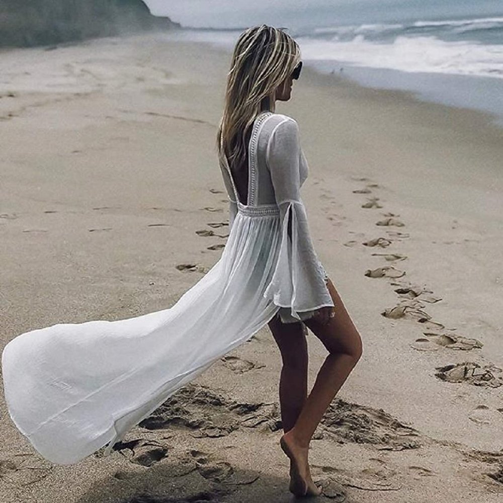 Women's LIAE Long Dress Cover Up ST11 White